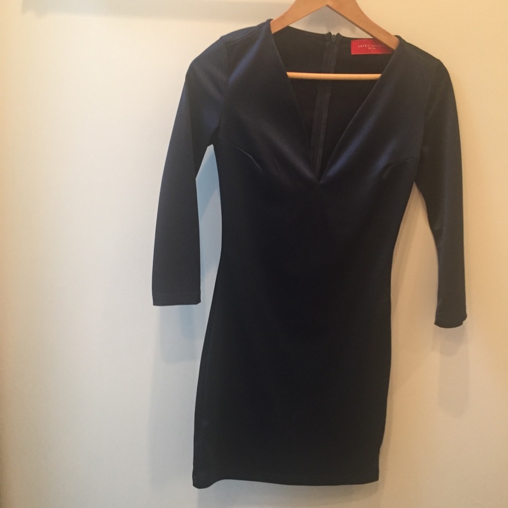 Silky mini going out dress in midnight blue